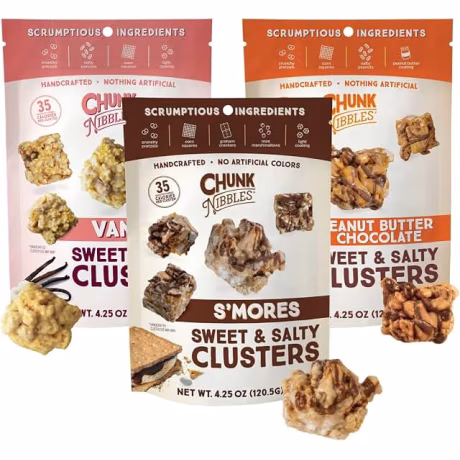 Chunk Nibbles — Surtido de aperitivos S’mores, vainilla y mantequilla de maní