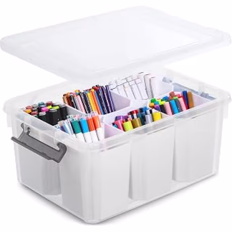 Citylife — Organizador transparente de manualidades de 17 cuartos con seis insertos desmontables
