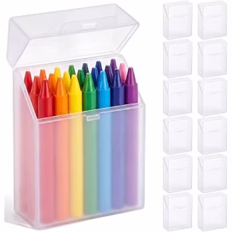 Clabby — Doce cajas transparentes de plástico para crayones con tapas a presión