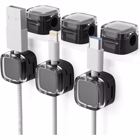 Clips magnéticos adhesivos organizadores de cables, paquete de seis