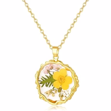 Collares de flores de nacimiento para mujer, collar de flor prensada real de 1 a 12 meses, joyería personalizada de estilo bohemio, colgante floral hecho a mano, regalo pensado para Navidad