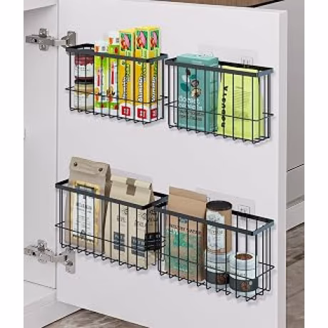 Cuatro cestas adhesivas para puertas de armarios de cocina