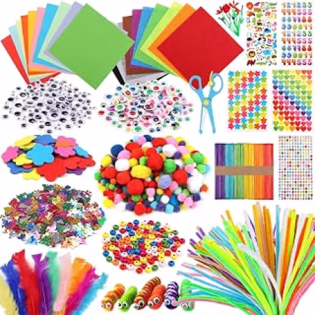 DOITEM — Kit de manualidades con más de 1500 piezas, limpiapipas y pompones