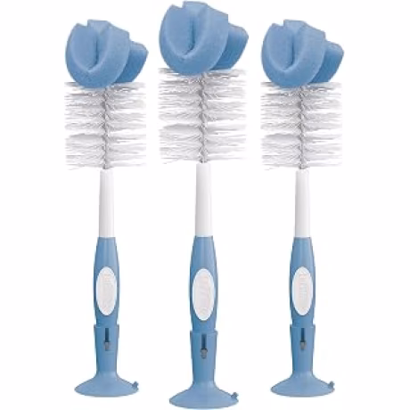 Dr. Brown’s — Cepillos azules para biberones con esponja y cerdas, paquete de 3