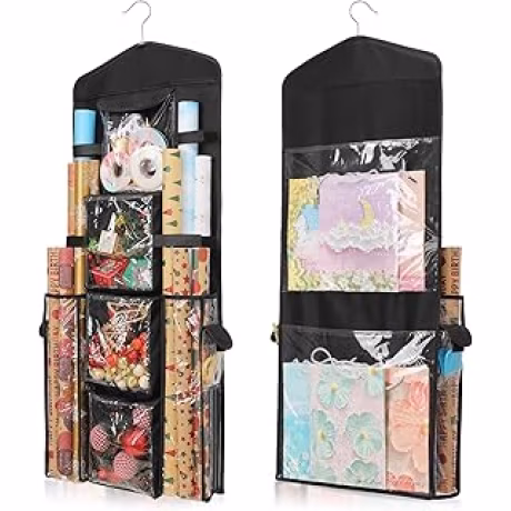 EXLIFBAG — Organizador colgante de doble cara para papel de regalo, 16 × 41 pulgadas
