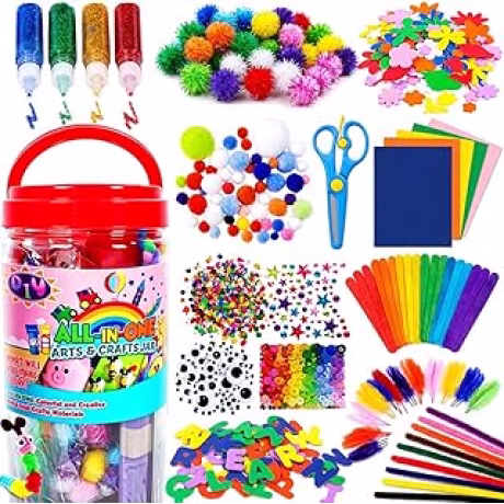 FUNZBO — Juego de suministros de manualidades para niños con limpiapipas y pompones