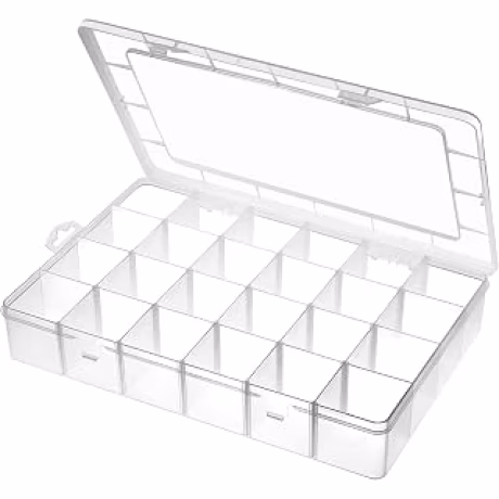 Gbivbe — Caja transparente de 24 compartimentos con divisores ajustables para manualidades