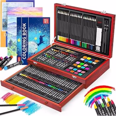 iBayam — Kit de arte de 150 piezas con caja de madera