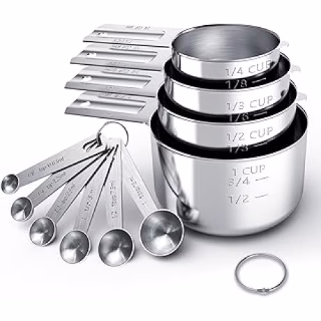 Juego de tazas y cucharas medidoras de acero inoxidable