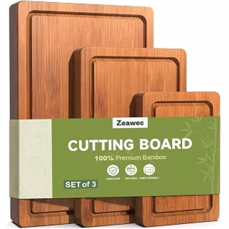 Juego de tres tablas de cortar de bambú carbonizado para cocina