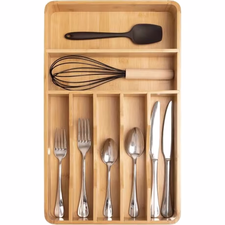 KitchenEdge — Organizador de cubiertos de siete compartimentos, ancho fijo de 10.5 pulgadas