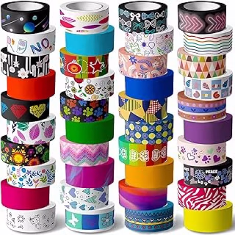 KUNMINGER Juego de 40 rollos de cinta washi – 0.591 in de ancho de cinta decorativa de color para manualidades, suministros de diario basura, suministros de álbumes de recortes, diarios de viñetas, planificadores, decoraciones de fiesta