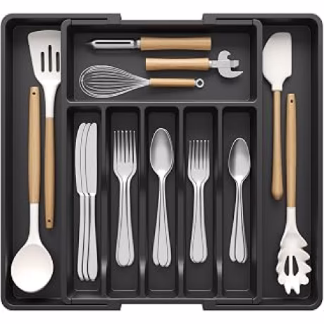Lifewit — Bandeja extragrande ajustable de plástico para cubiertos