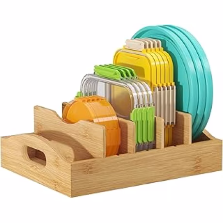 Lifewit — Organizador de tapas de bambú con 4 insertos ajustables