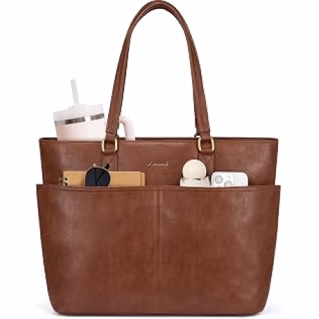 LOVEVOOK — Bolsa de trabajo para mujer con compartimento para portátil de 15.6 pulgadas y portavasos