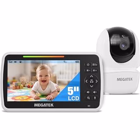 MEGATEK — Monitor de vídeo para bebé de 5 pulgadas con cámara y audio, sin WiFi