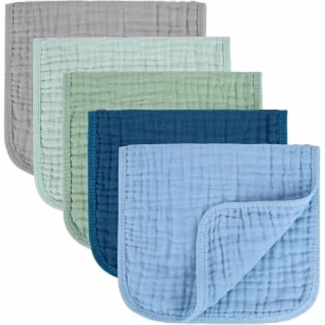 MIGIOL Paños para eructos para bebé, 100% algodón, paños para eructos de muselina para recién nacidos, 10 x 20 pulgadas, color azul y verde, paquete de 5 unidades