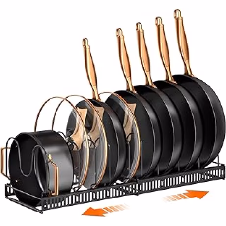 MUDEELA — Organizador ampliable de tapas de sartén de 11.8 a 22.9 pulgadas con 10 divisores ajustables