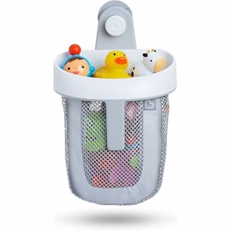 Munchkin Super Scoop — Organizador colgante gris de malla para juguetes de baño