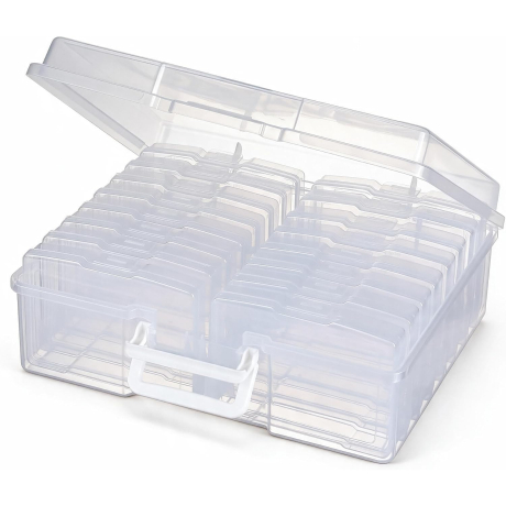Novelinks — Caja transparente para fotos de 4 × 6 pulgadas con 16 contenedores interiores