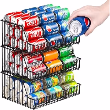 Organizador apilable de latas para despensa de tres niveles ajustables