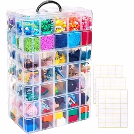 Organizador apilable para cuentas y manualidades de siete niveles y 70 compartimentos