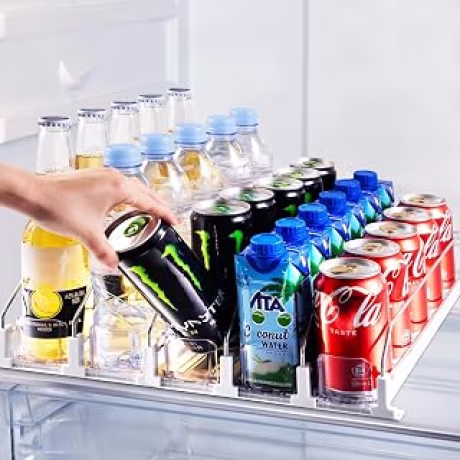 Organizador de bebidas para refrigerador de cinco filas con mecanismo de empuje