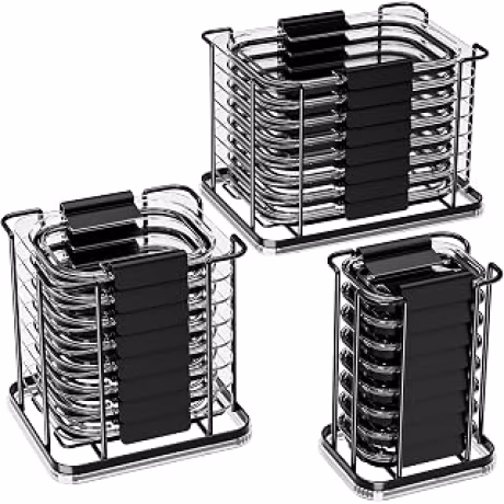 Organizador metálico apilable de tres piezas para hasta veinticuatro tapas Rubbermaid Brilliance