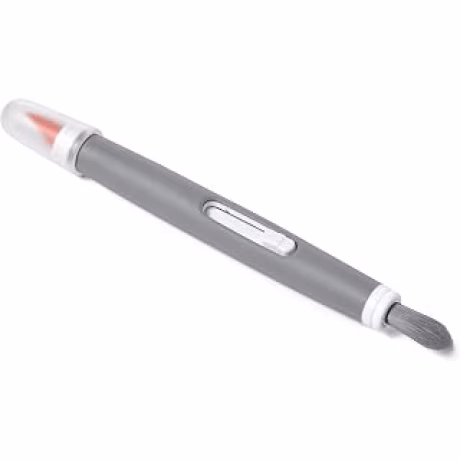 OXO Good Grips — Cepillo gris para limpieza de teclados y pantallas con cerdas suaves y limpiador de silicona