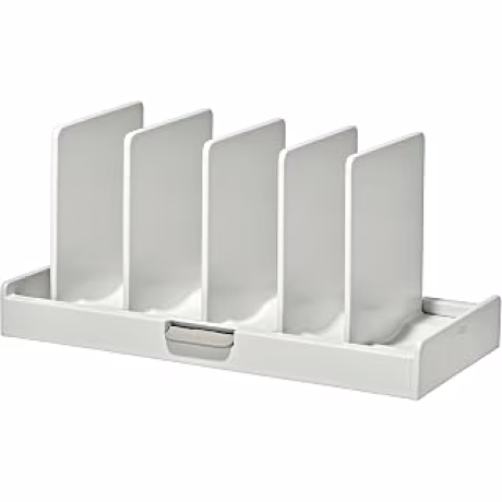 OXO Good Grips — Organizador ajustable de acero para ollas, sartenes y tapas con divisores extraíbles