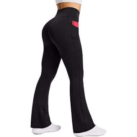 Pantalones de yoga acampanados para mujer con bolsillos, leggings acampanados de cintura alta con campana en la parte inferior, pantalones de vestir de yoga con corte de bota