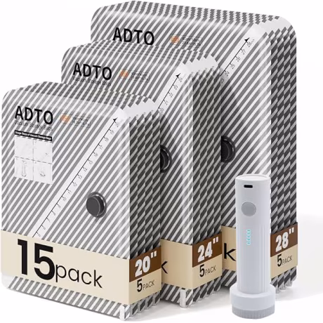 Paquete de 15 bolsas de vacío de viaje para ropa con bomba eléctrica inalámbrica, bolsa de almacenamiento al vacío que ahorra espacio, bolsa de embalaje de compresión para ropa, equipaje y maleta
