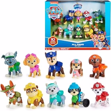 Paw Patrol, Paquete de regalo de figuras de juguete de 10.º aniversario, All Paws On Deck con 10 figuras de acción coleccionables, juguetes para niños a partir de 3 años