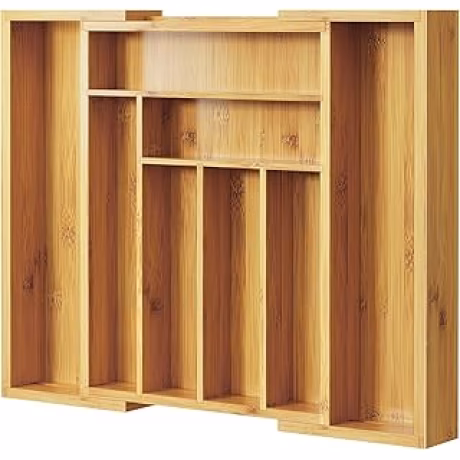 Pipishell — Organizador extensible de bambú natural para cubiertos y utensilios