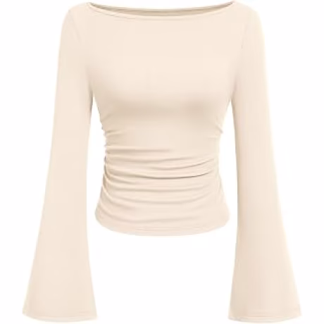 PRETTYGARDEN - Tops de punto acanalado de manga larga para mujer