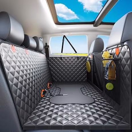 Protector de asiento trasero para perros con extensor de fondo rígido