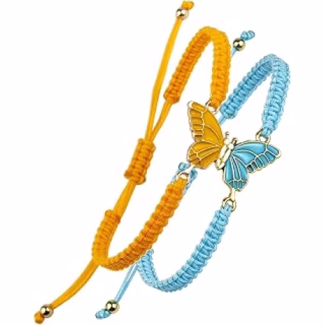 Pulseras de la amistad de mariposa, 2 pulseras a juego