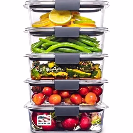 Rubbermaid Brilliance — Cinco recipientes Tritan para alimentos de 3.2 tazas con tapas