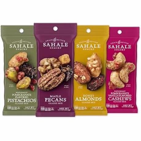 Sahale Snacks Mezcla Glaseada de Nueces Paquete Variado, Bolsas Grab &amp; Go de 1.5 Onzas (12 Paquetes en Total) - Cuatro Mezclas Diferentes de Nueces Mixtas Deluxe Tostadas en Seco Incluidas