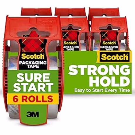 Scotch Sure Start — Seis rollos de cinta de embalaje transparente de 1.88 x 800 pulgadas