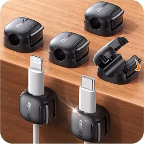 Seis clips con resorte para organizar cables de escritorio