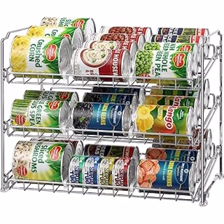 Simple Houseware — Organizador apilable de latas de tres niveles con divisores ajustables