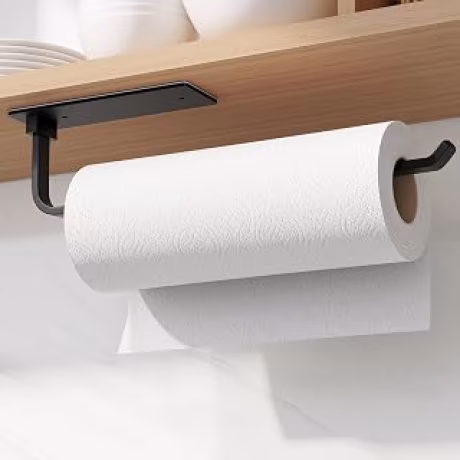 Soporte de aluminio para rollos de papel de cocina, negro mate
