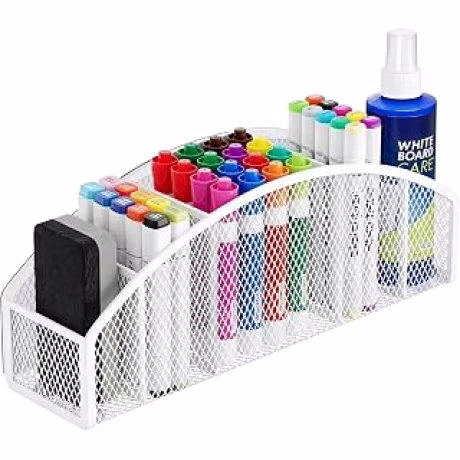 Soporte magnético de 10 pulgadas para marcadores y aerosol de pizarra blanca con 5 ranuras