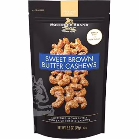 Squirrel Brand anacardos de mantequilla marrón dulce en bolsa resellable