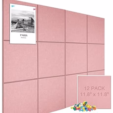 Tablero de anuncios de 12 paneles de fieltro extraíbles con 30 chinchetas y 60 pestañas adhesivas