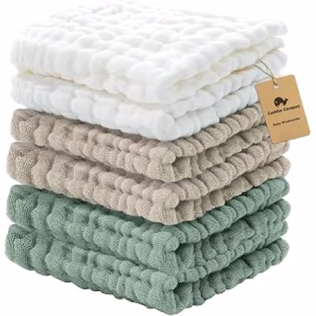 Toallitas de bebé de Cuddle Campus 6 paquetes, toallitas de muselina para bebé, paños para eructos de algodón, toallitas extra absorbentes y suaves para recién nacidos, 30x30 centímetros