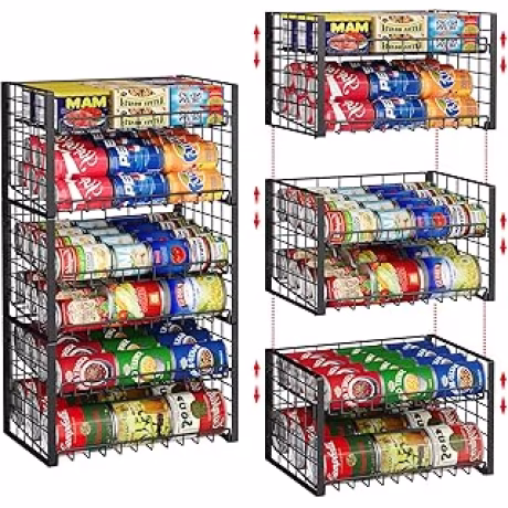 Tres organizadores apilables ajustables para hasta 90 latas de despensa