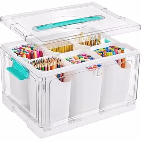 Vtopmart — Caja transparente de 24 cuartos de galón para manualidades con 6 insertos desmontables