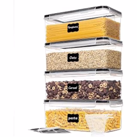 Vtopmart — Cuatro recipientes para pasta con etiquetas y tazas medidoras